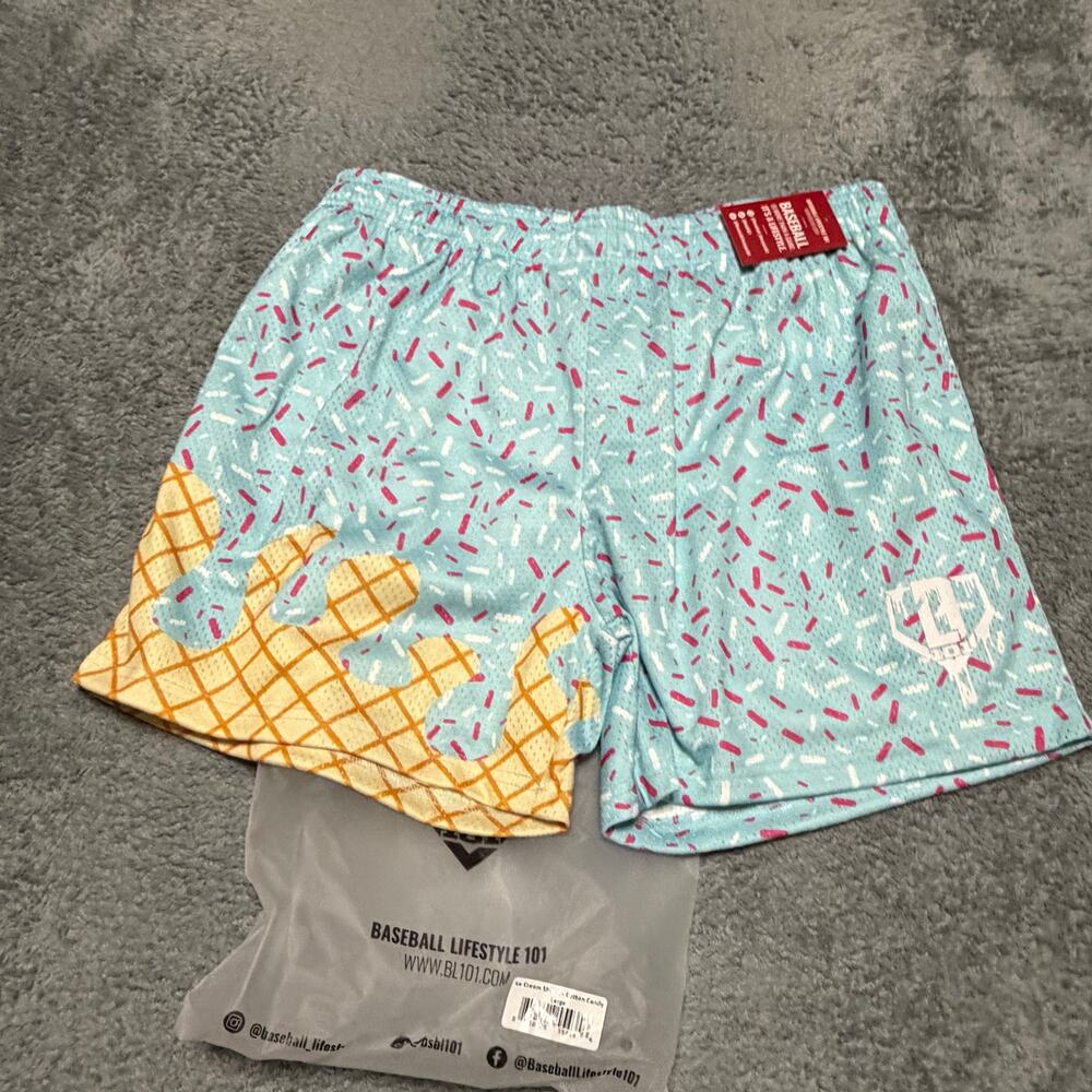 B101 Baseball Lifestyle 101 Shorts Mens Large Cotton Candy Ice Cream